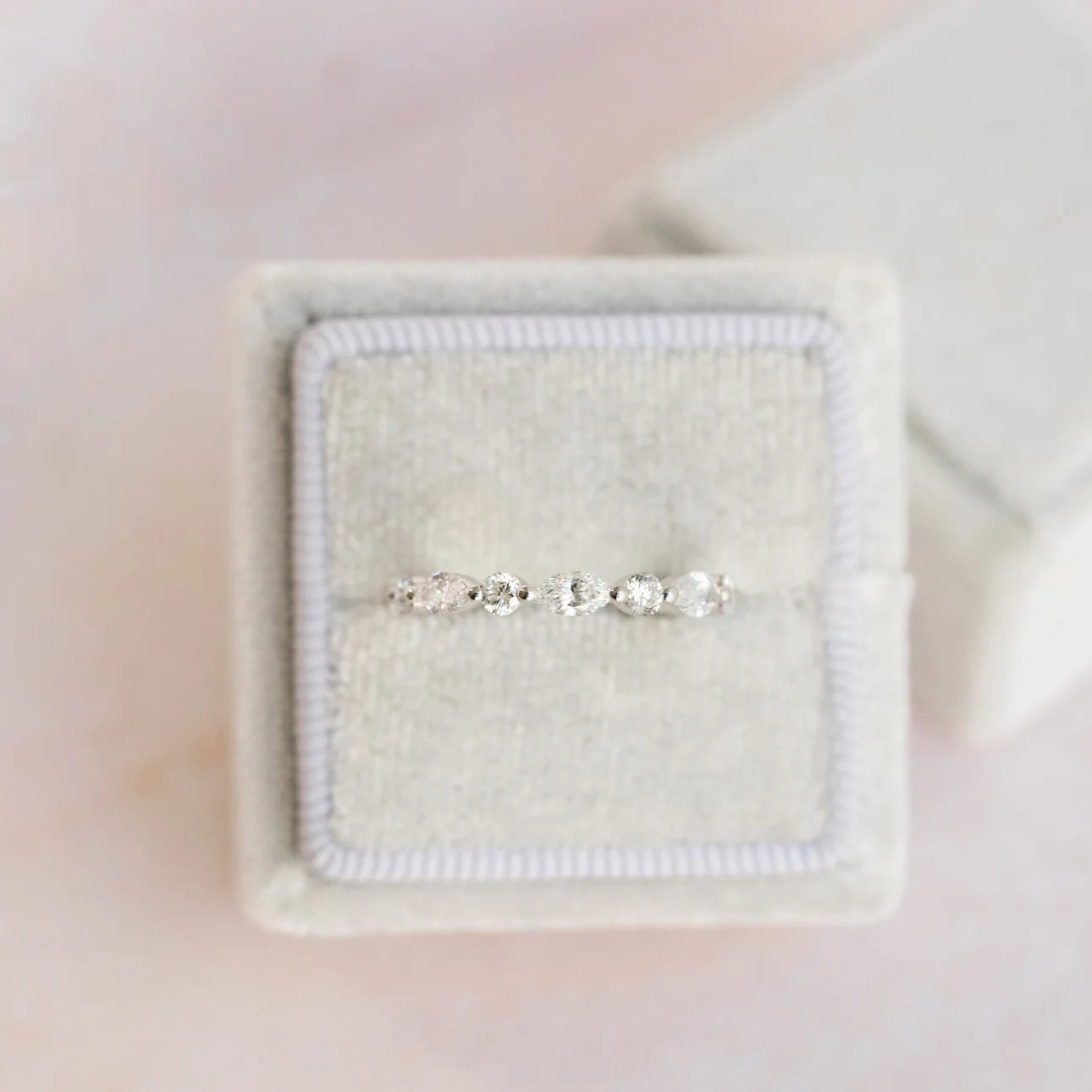1.20 Carats Lab Grown Diamond Marquise & Round Shape Bezel Wedding Band