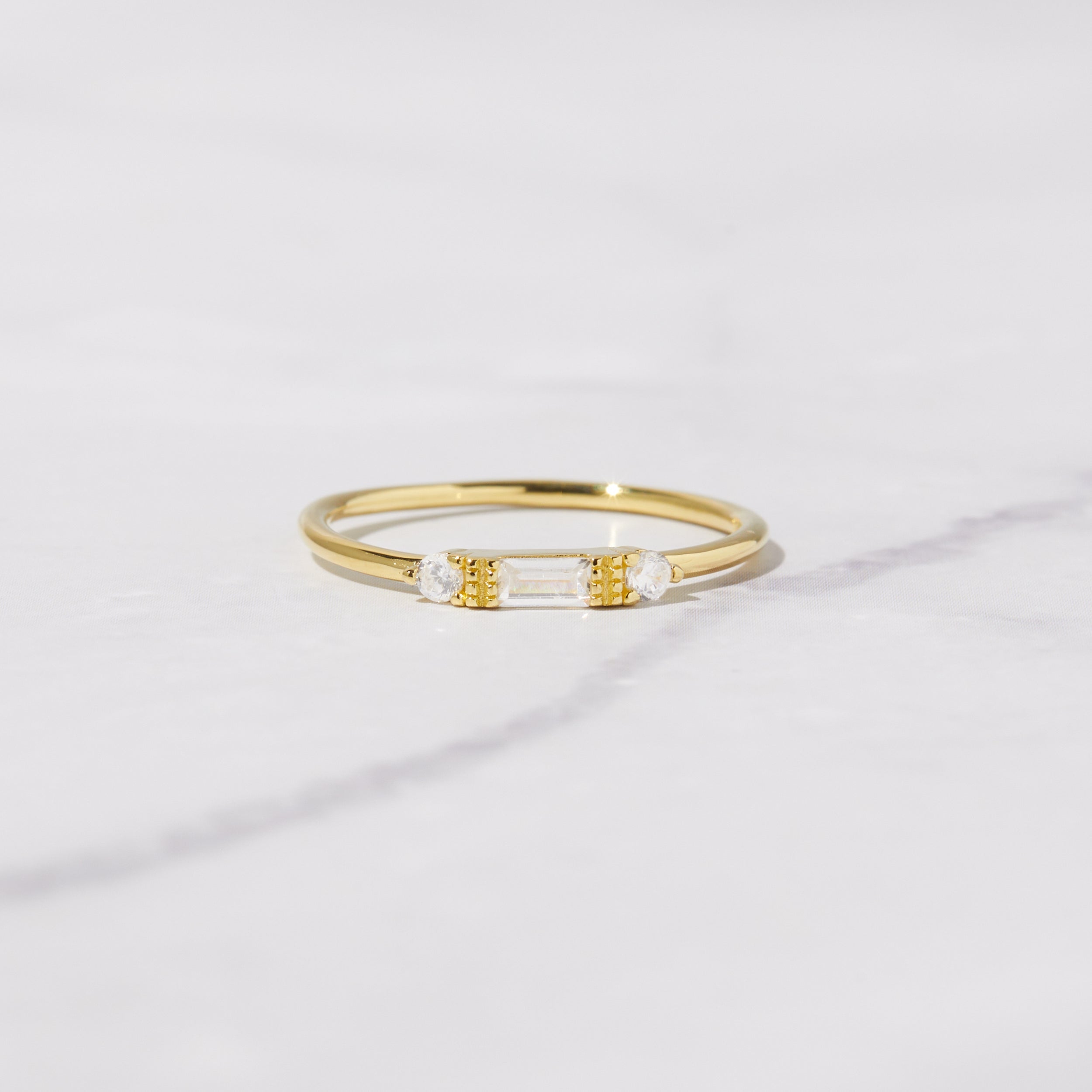 0.25 Carats Moissanite Baguette & Round Cut Dainty Style Wedding Band