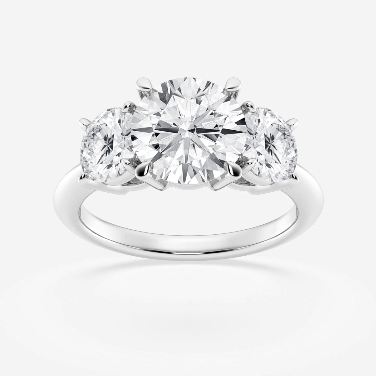 4.0 Carats Lab Grown Diamond Round Shape E-VS1 Three Stones Engagement Ring