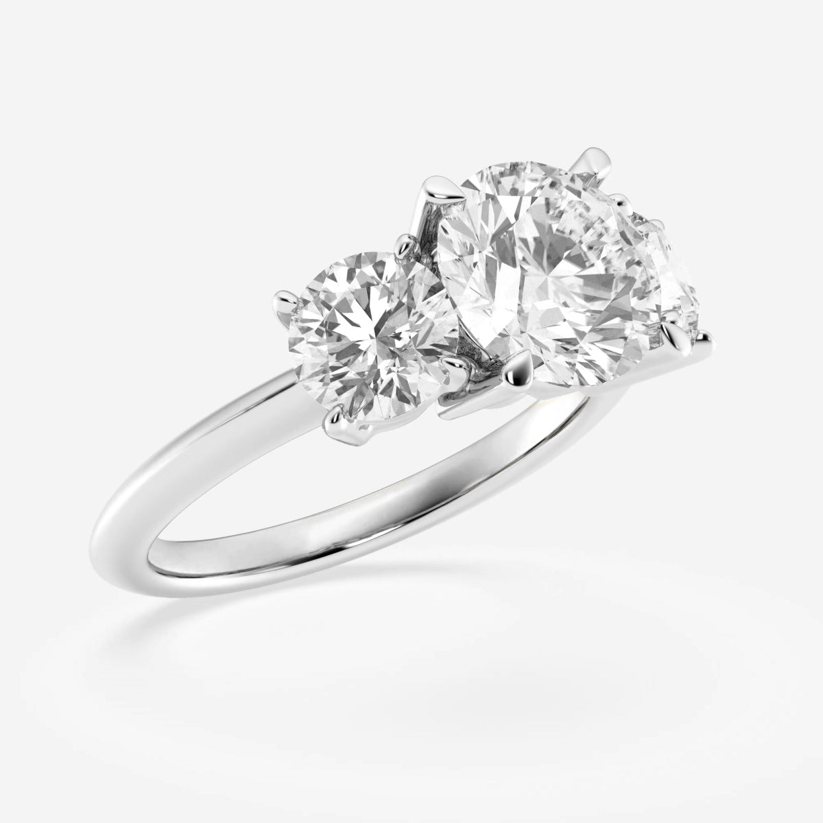 4.0 Carats Lab Grown Diamond Round Shape E-VS1 Three Stones Engagement Ring