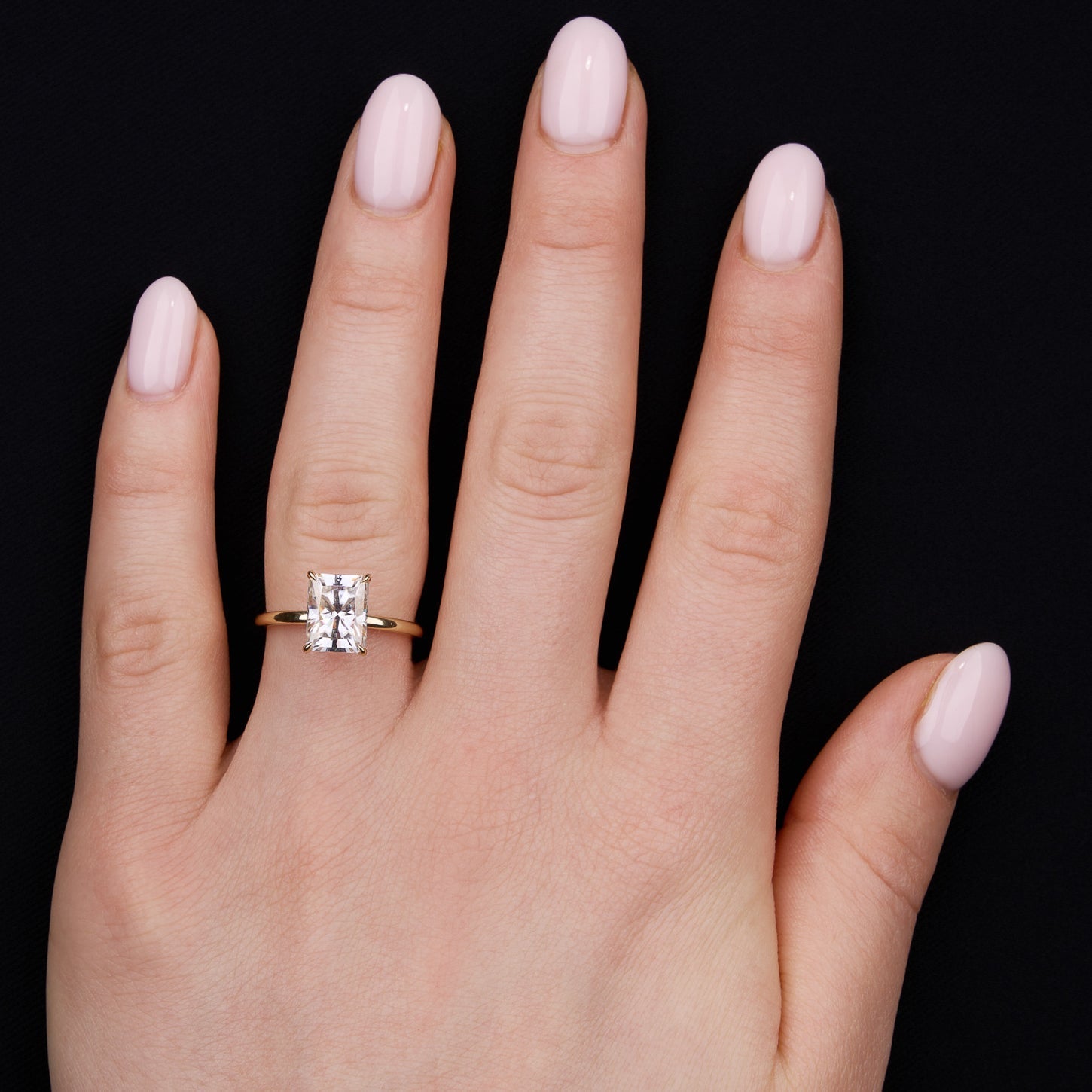 1.7 Carats Radiant Shape Solitaire Moissanite Engagement Ring