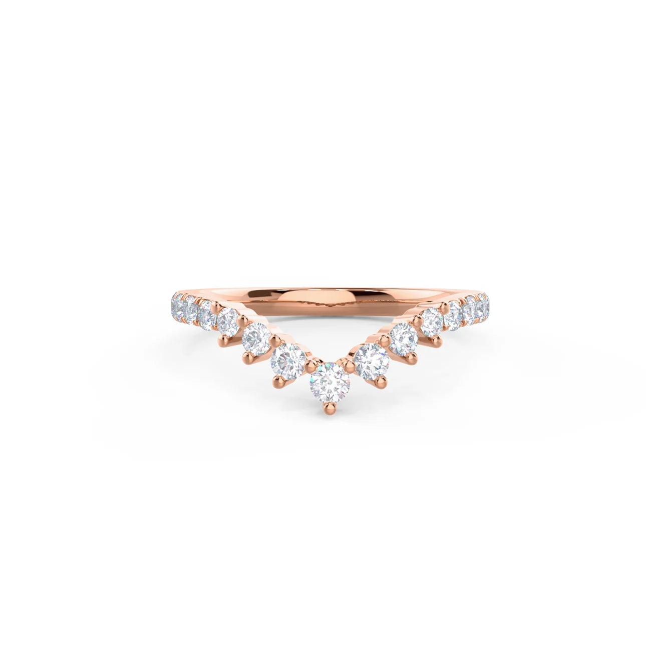 0.85 Carats Lab Grown Diamond Round Shape Curved Wedding Band