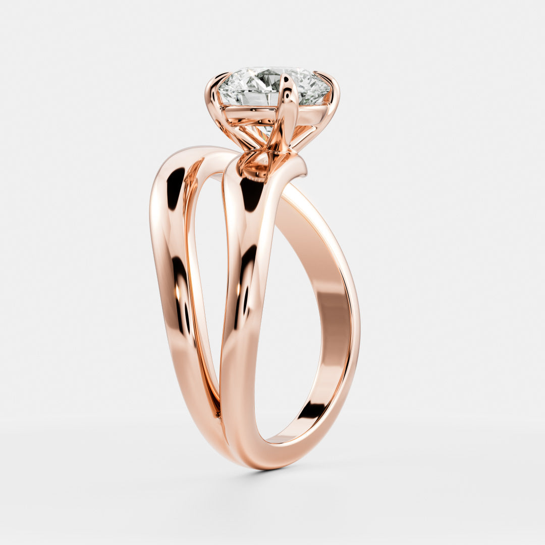 0.90 Carats Round Brilliant Shape Moissanite Solitaire with Wrapped Engagement Ring