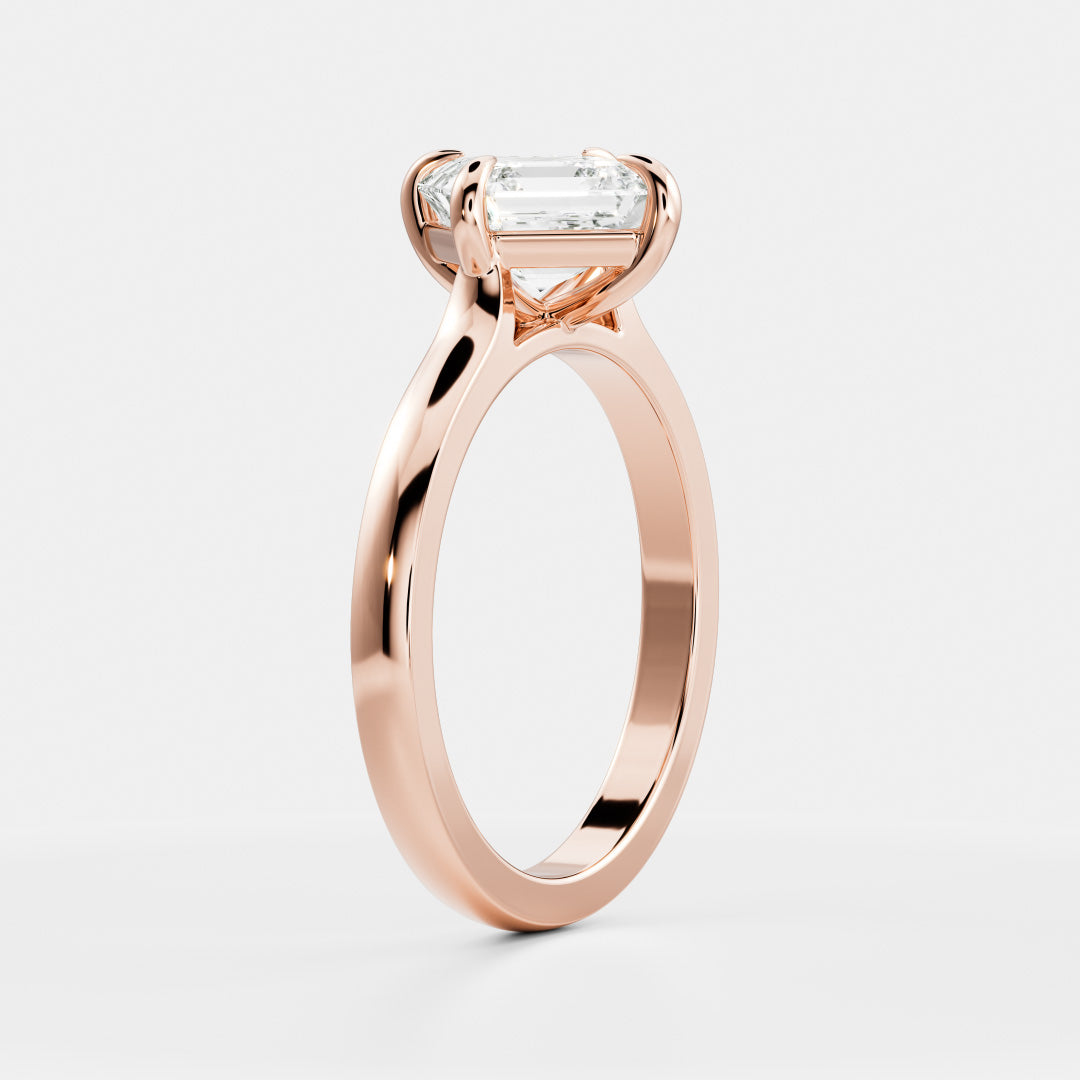 1.50 Carats East-West Asscher Shape Moissanite Solitaire Engagement Ring