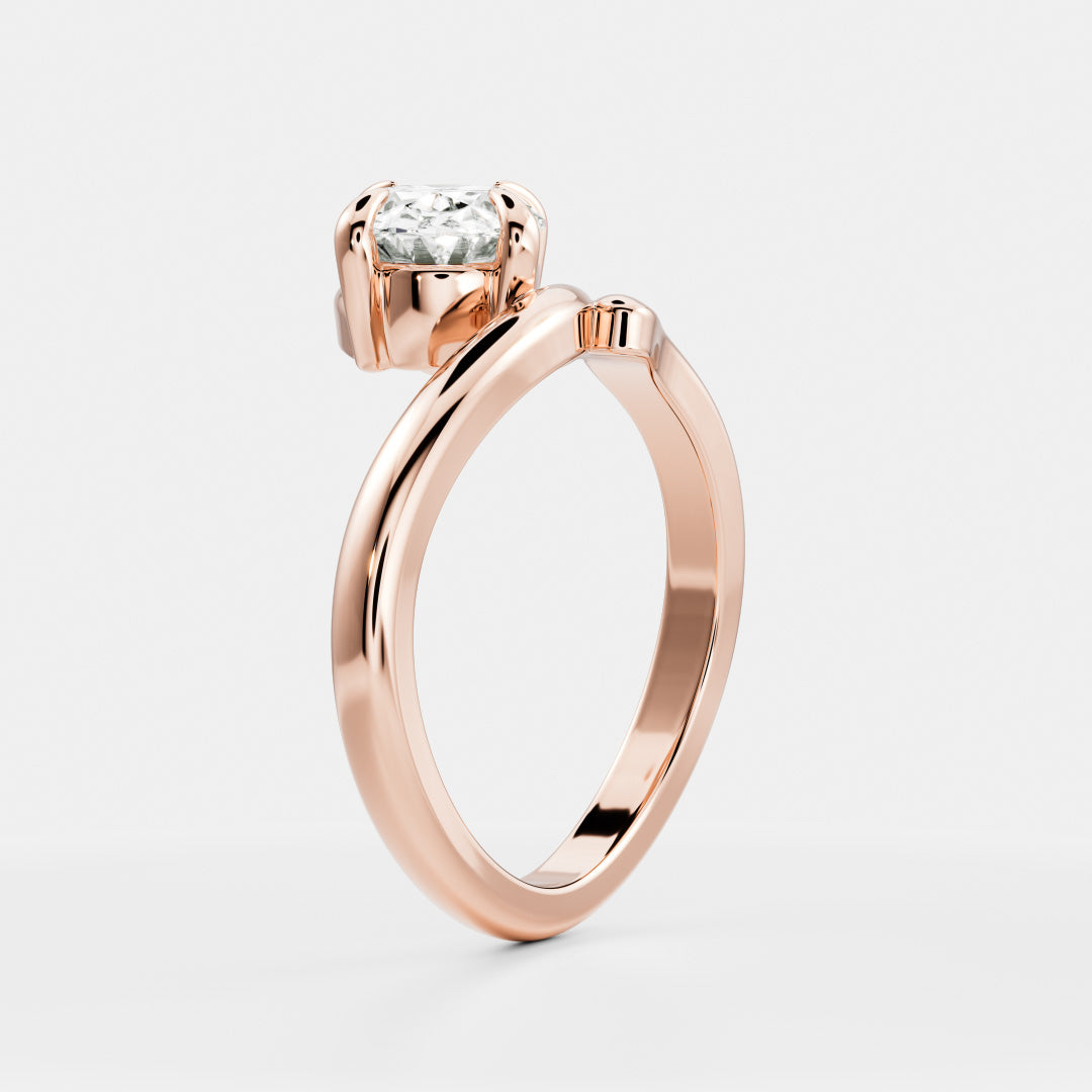 1.0 Carats Floating Oval Shape Moissanite Solitaire with Twisted Engagement Ring