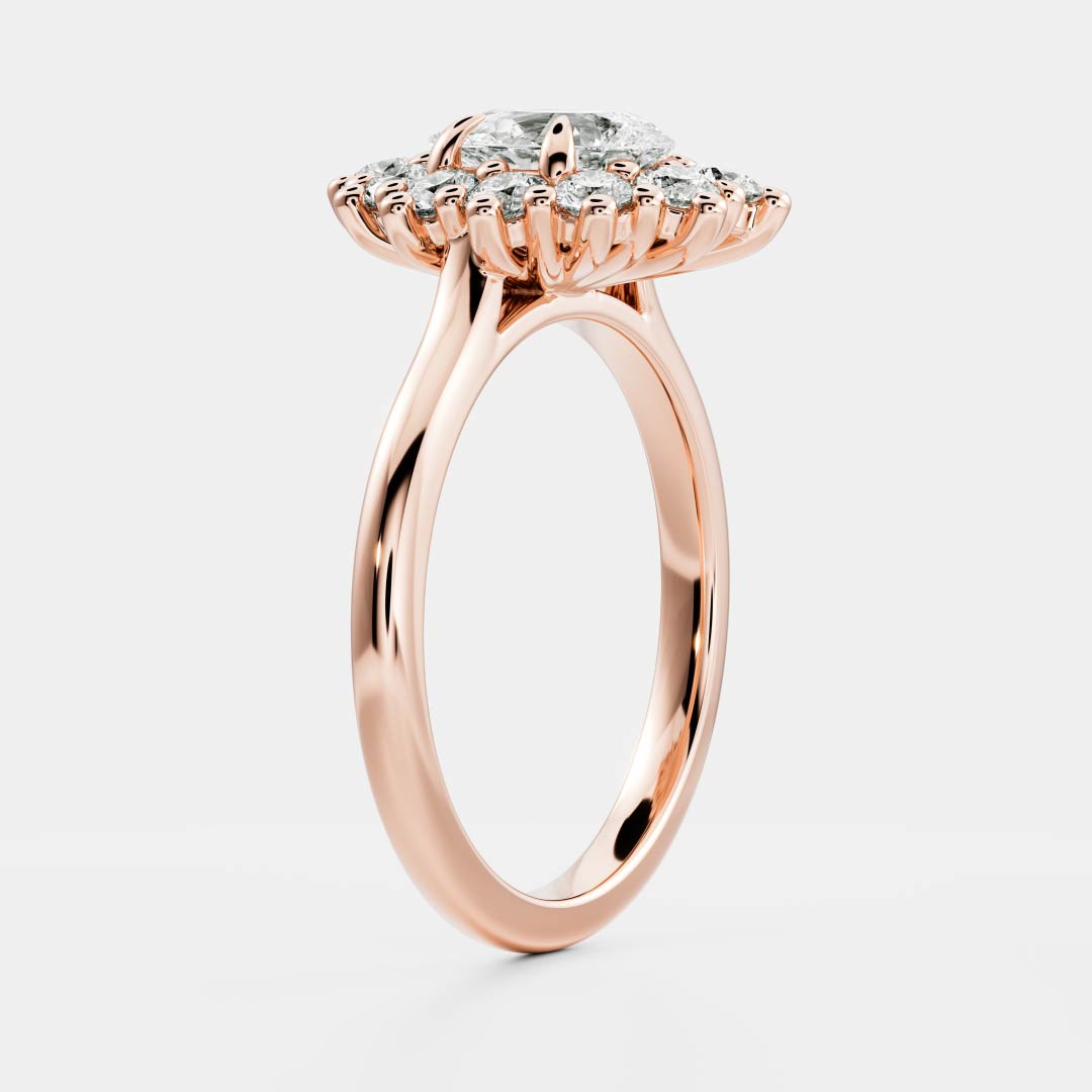 0.80 Carats Pear Shape Moissanite Halo Engagement Ring