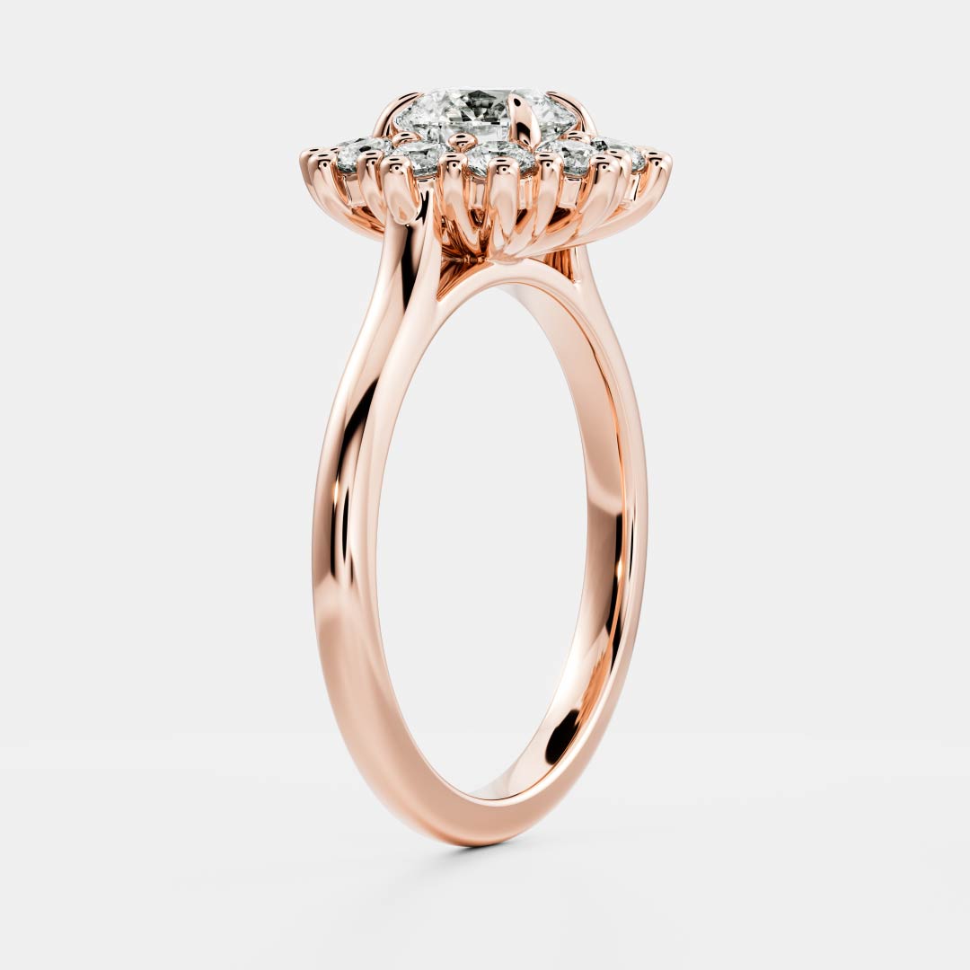 0.60 Carats Round Shape Moissanite Halo Engagement Ring