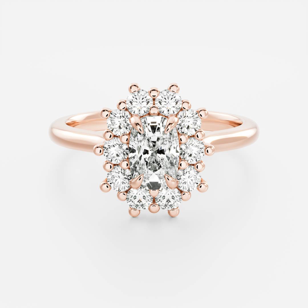 0.50 Carats Elongated Cushion Shape Moissanite Halo Engagement Ring