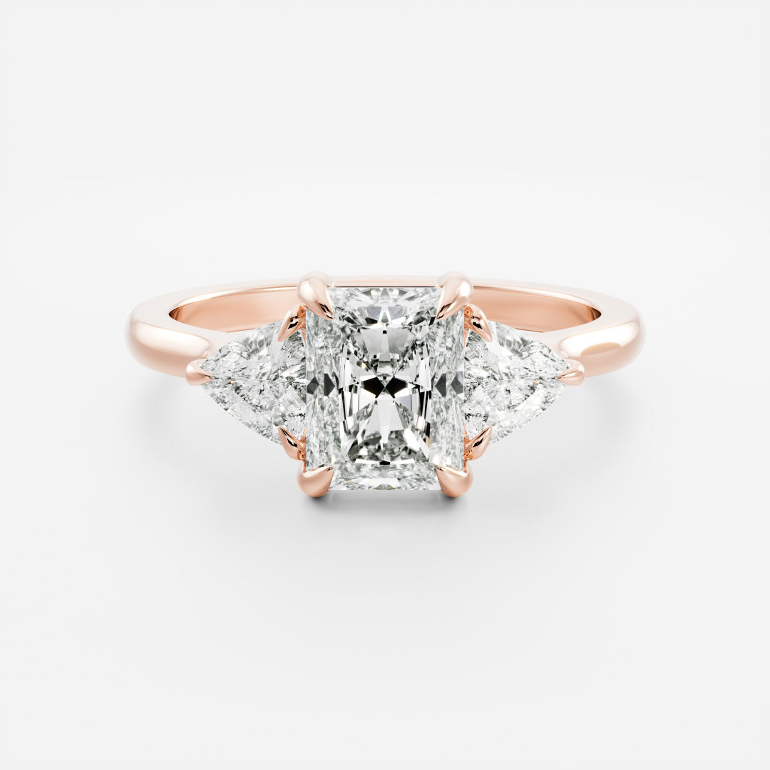 0.70 Carats Radiant Shape Moissanite Three Stone Engagement Ring