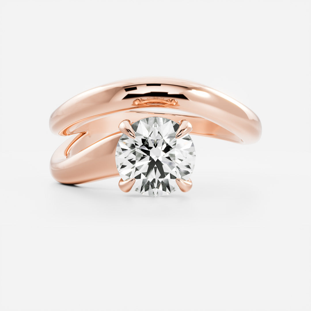 0.90 Carats Round Brilliant Shape Moissanite Solitaire with Wrapped Engagement Ring