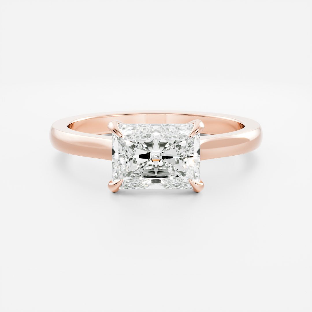 1.0 Carats East-West Radiant Shape Solitaire Moissanite Engagement Ring