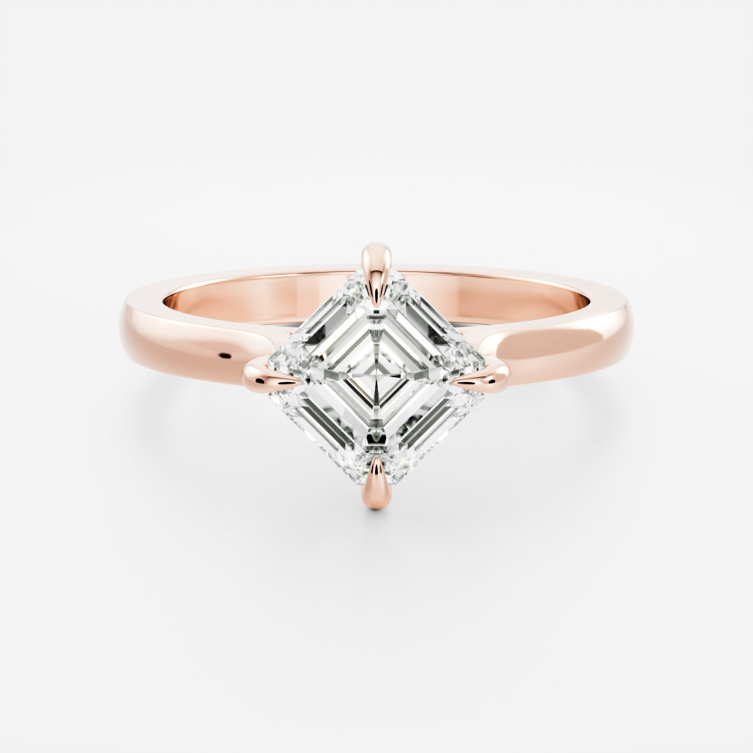 1.50 Carats East-West Asscher Shape Moissanite Solitaire Engagement Ring