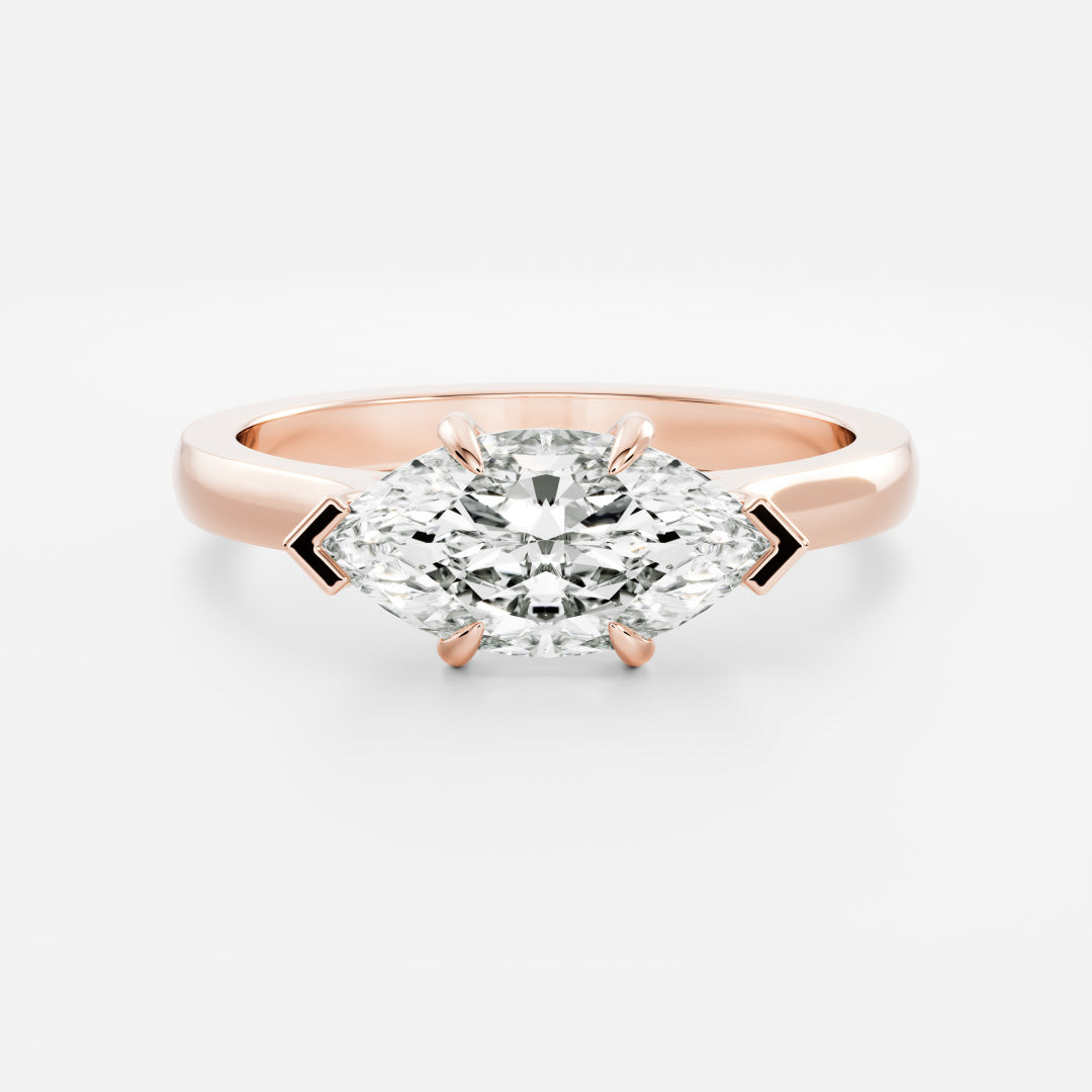 1.0 Carats East-West Marquise Shape Moissanite Solitaire Engagement Ring