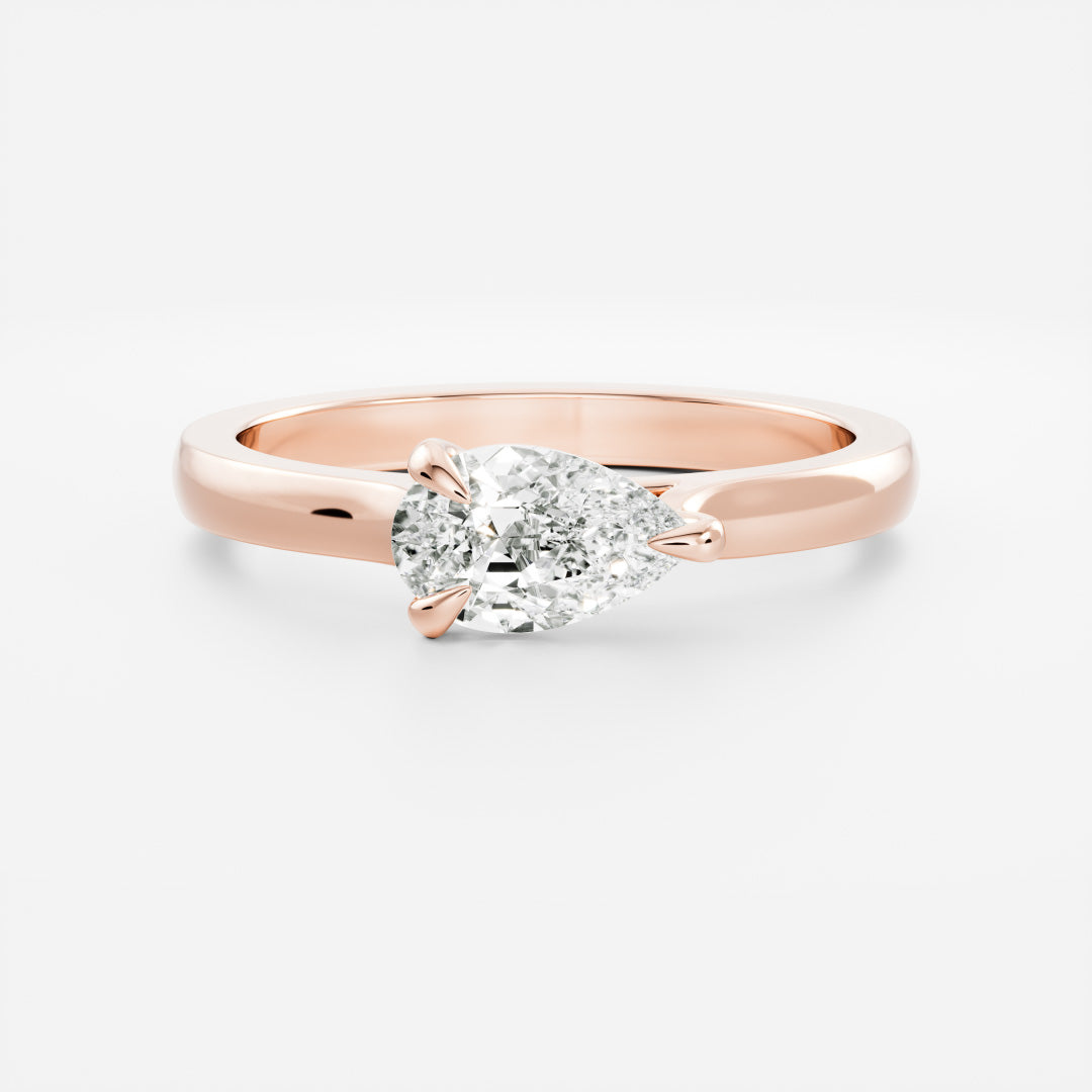 0.80 Carats East-West Pear Shape Moissanite Solitaire Engagement Ring