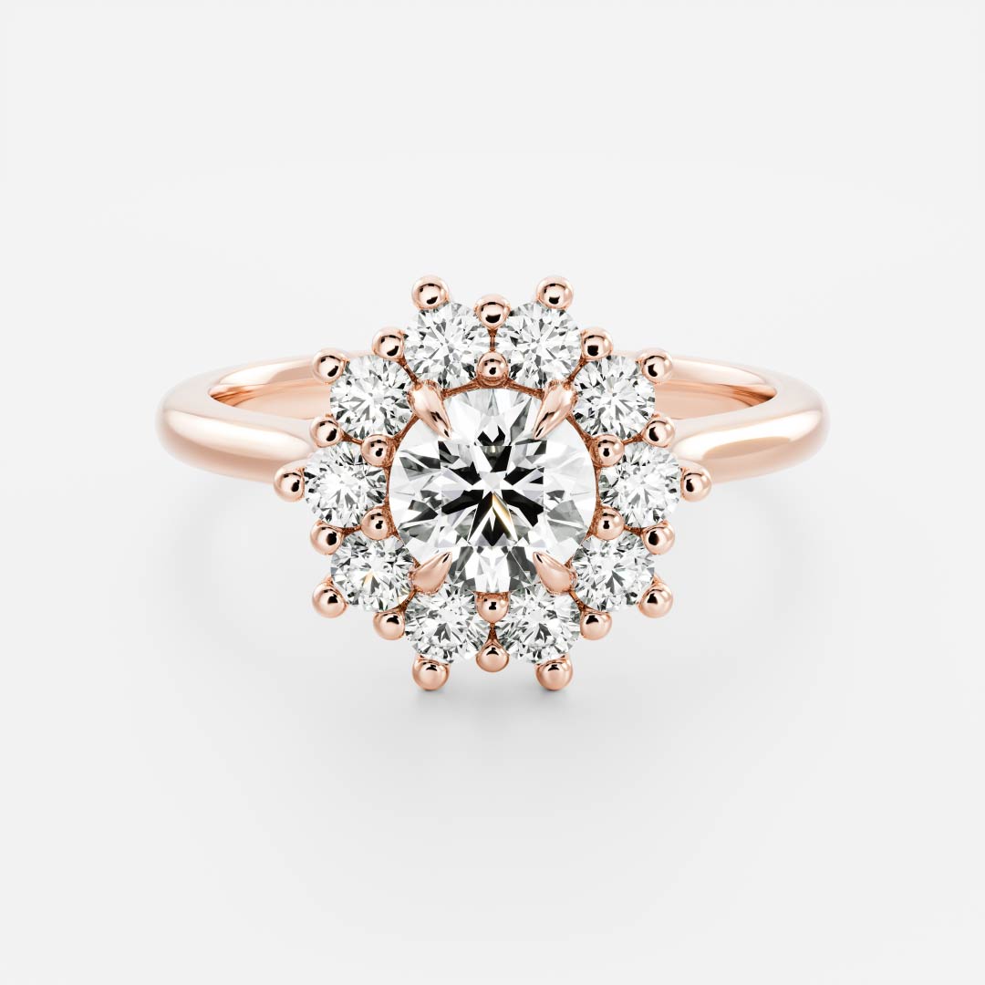 0.60 Carats Round Shape Moissanite Halo Engagement Ring