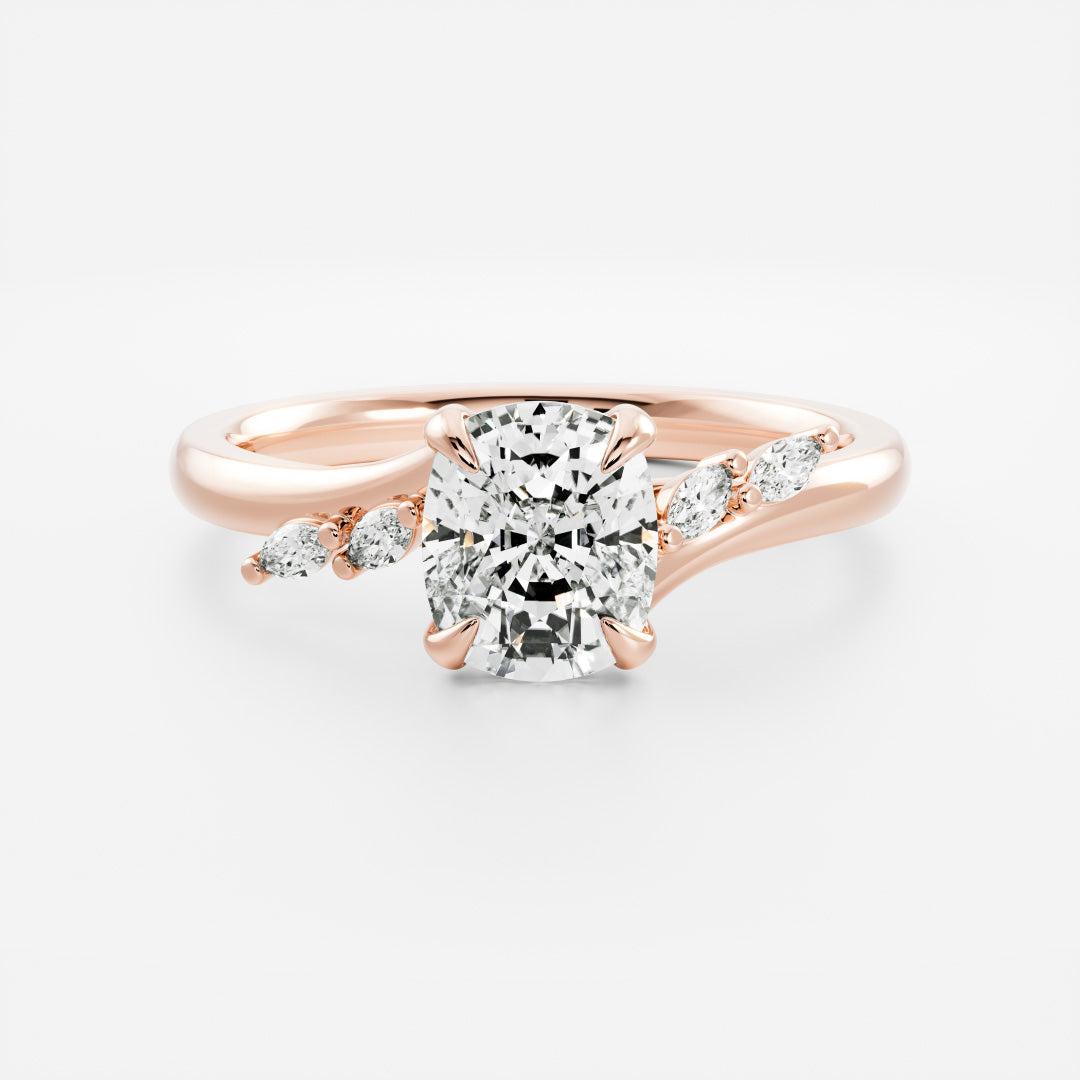 1.10 Carats Elongated Cushion Shape Cluster Moissanite Engagement Ring