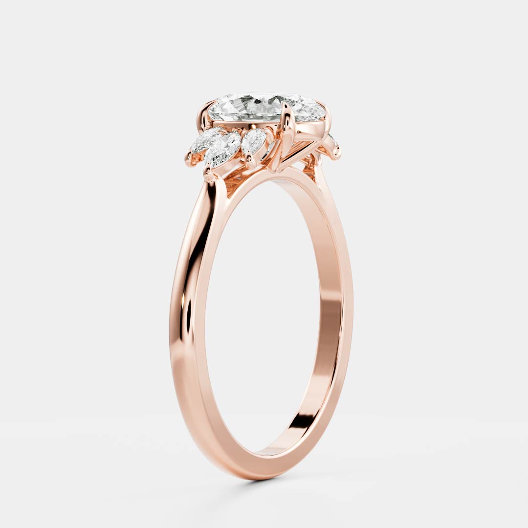 0.90 Carats Oval Shape Moissanite Cluster Engagement Ring
