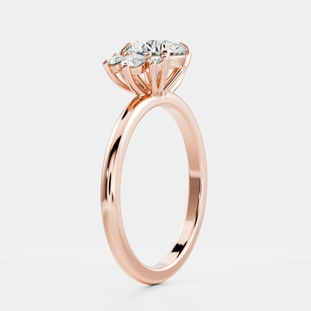 0.70 Carats Round Shape Moissanite Cluster Engagement Ring