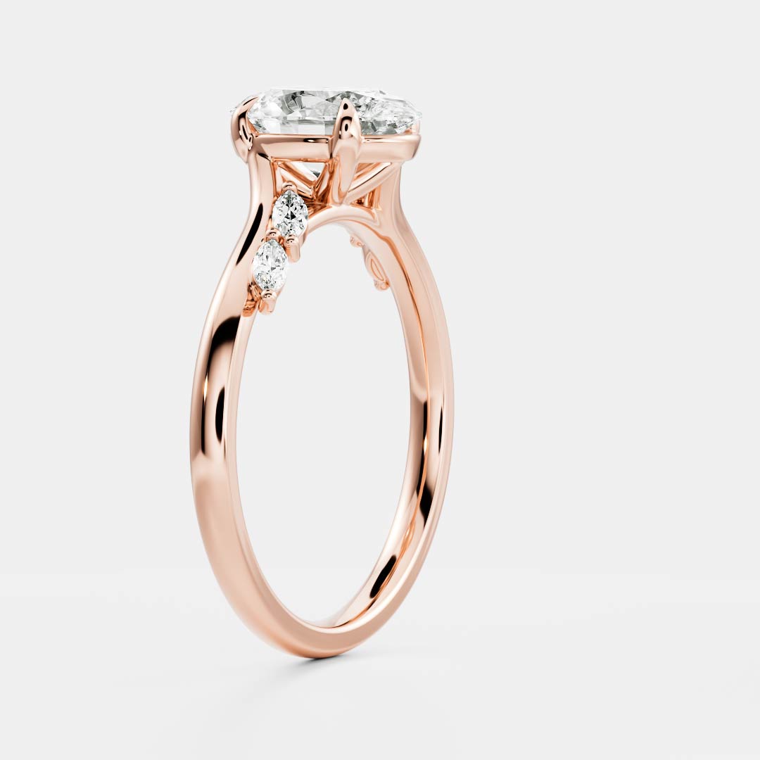 1.30 Carats Oval Shape Moissanite Cluster Engagement Ring