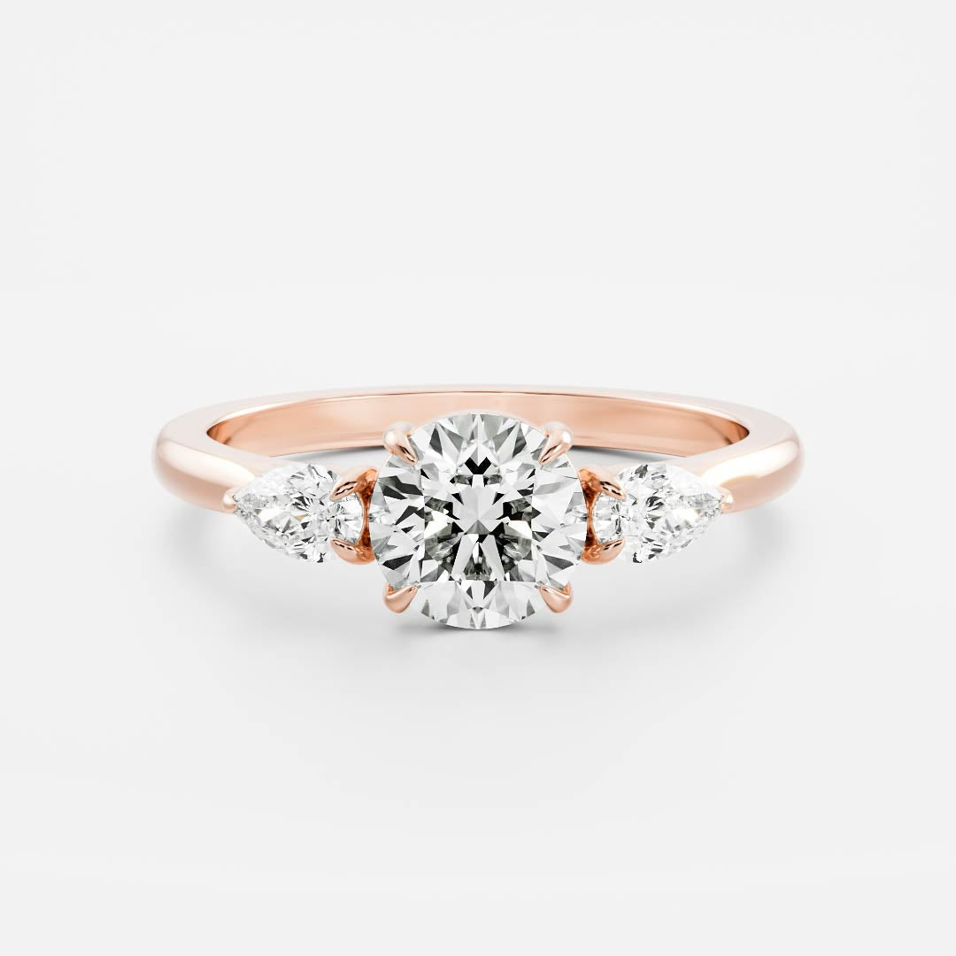 0.70 Carats Round Shape Moissanite Three Stone Engagement Ring