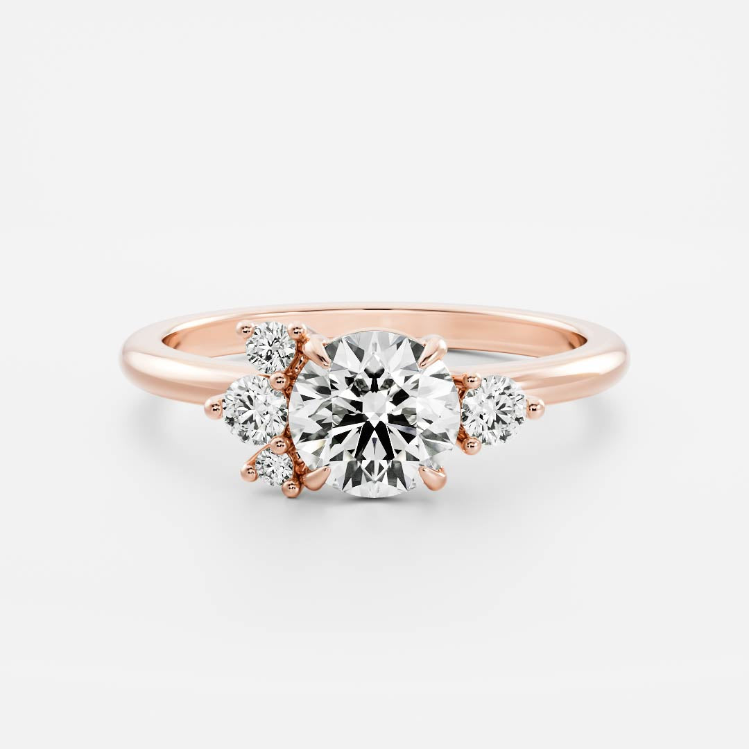 0.70 Carats Round Shape Moissanite Cluster Engagement Ring