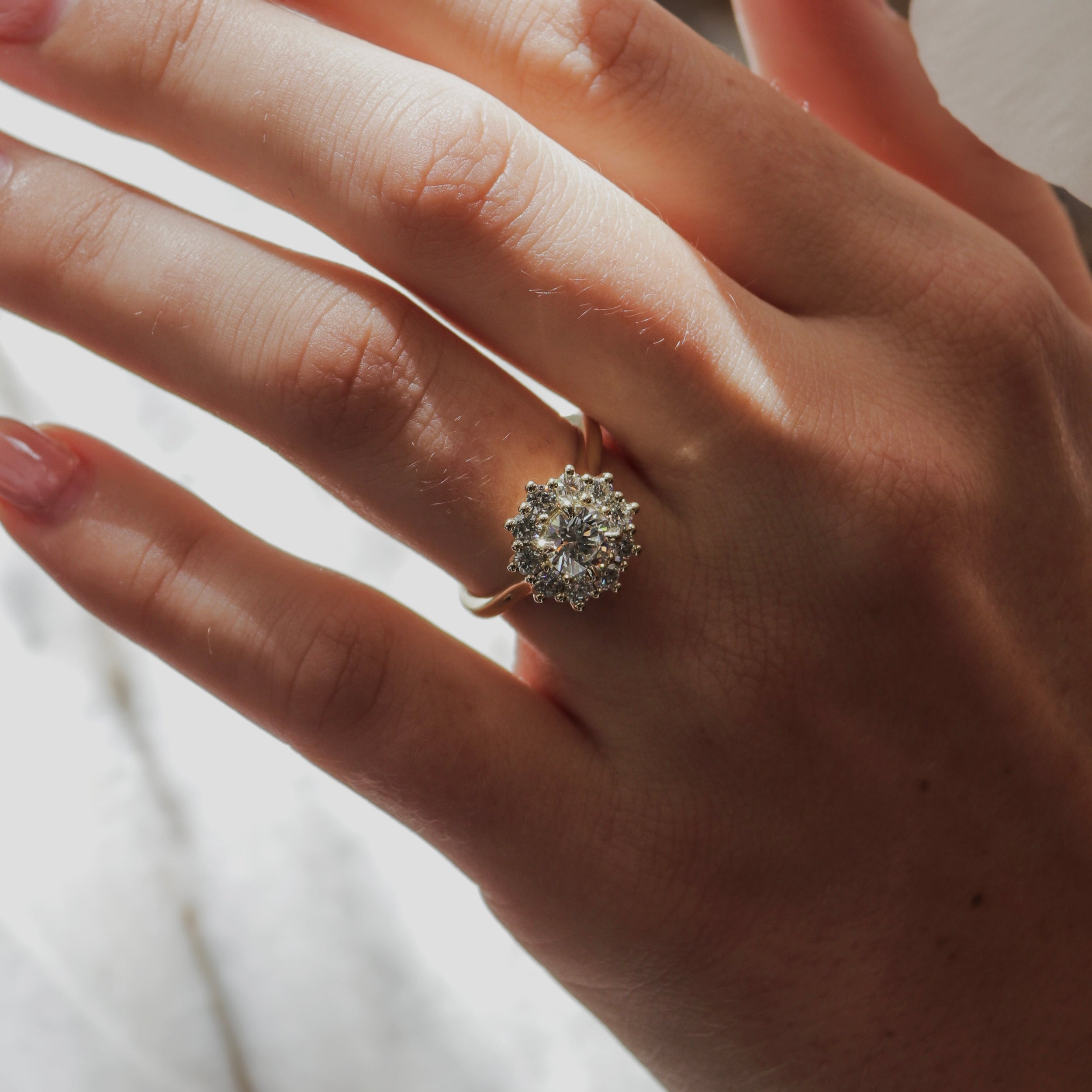 0.60 Carats Round Shape Moissanite Halo Engagement Ring