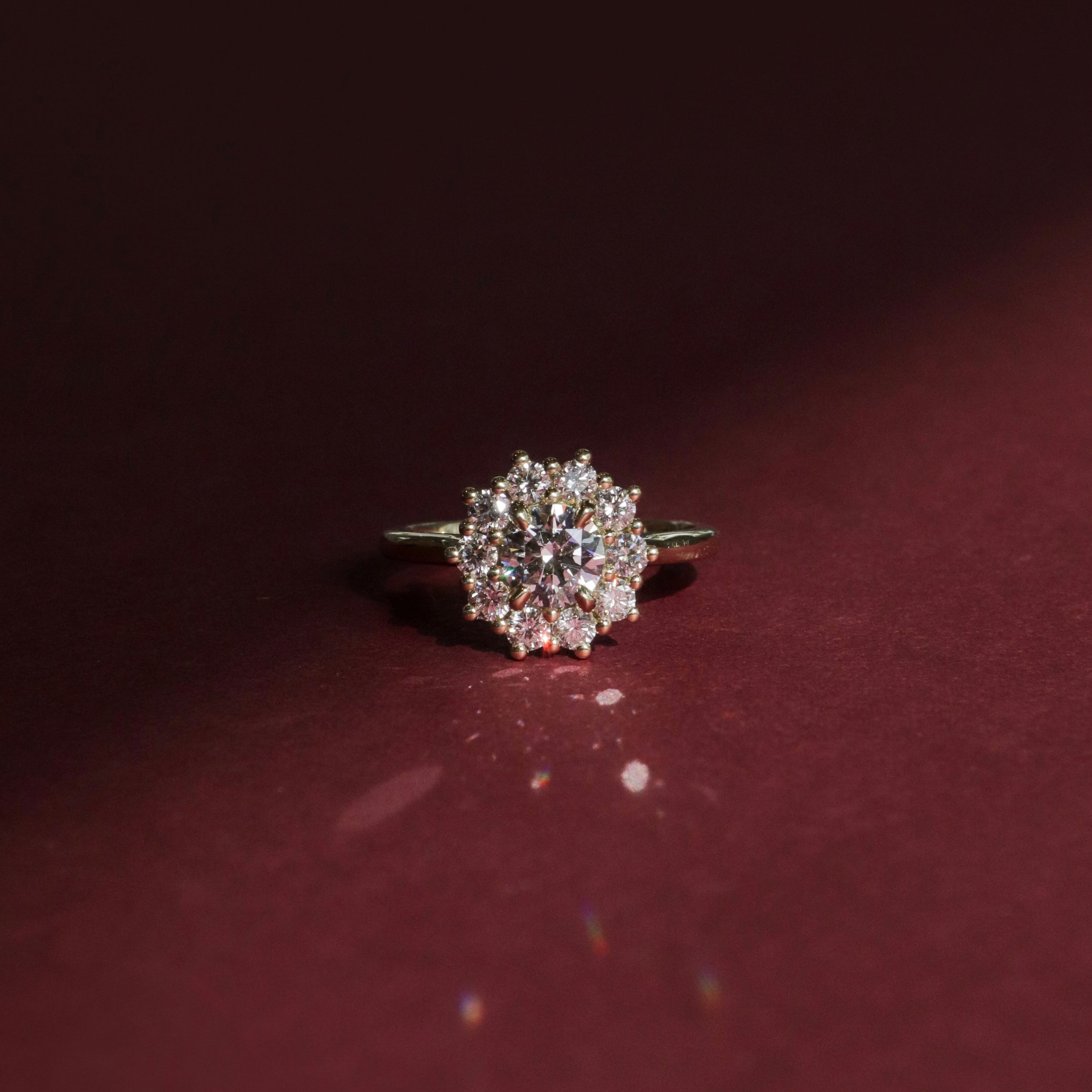 0.60 Carats Round Shape Moissanite Halo Engagement Ring
