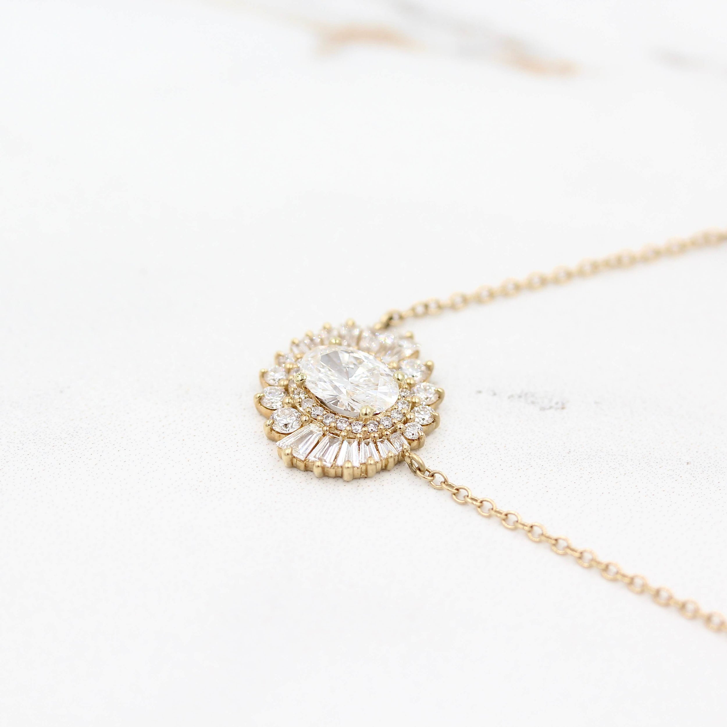 1.04 Carats Oval Shape Moissanite Halo Necklace