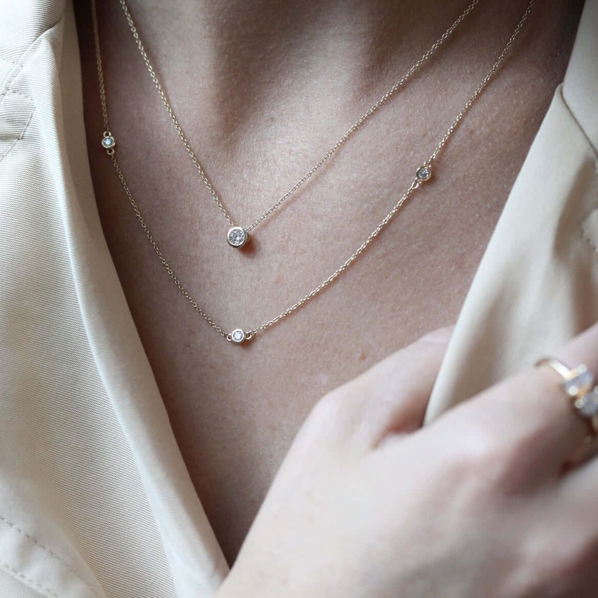 0.25 Carats Round Shape Moissanite Bezel Necklace