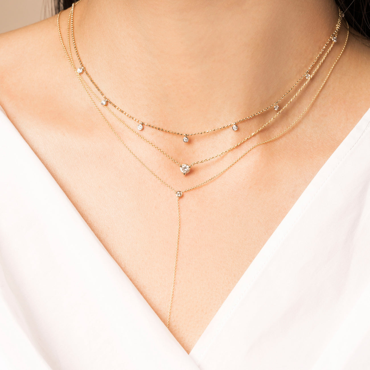 0.20 Carats Round Shape Moissanite Dangling Necklace