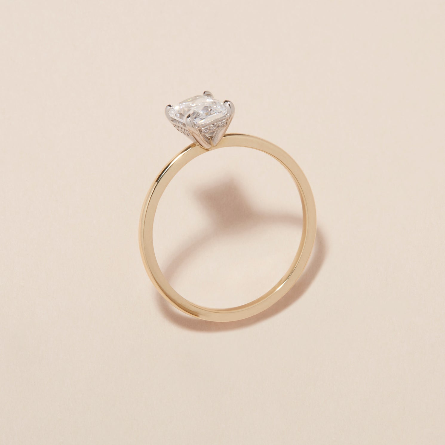 1.0 Carats Lab Grown Diamond Radiant Shape G-SI1 Solitaire Engagement Ring