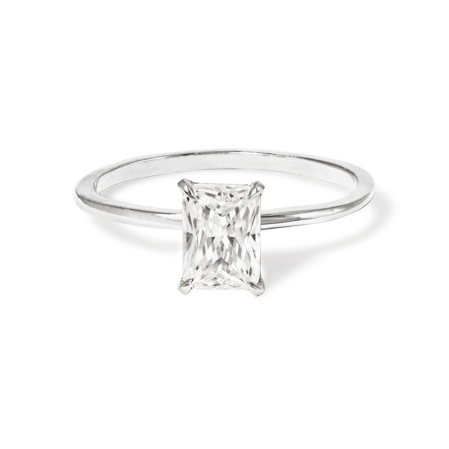 1.0 Carats Lab Grown Diamond Radiant Shape G-SI1 Solitaire Engagement Ring