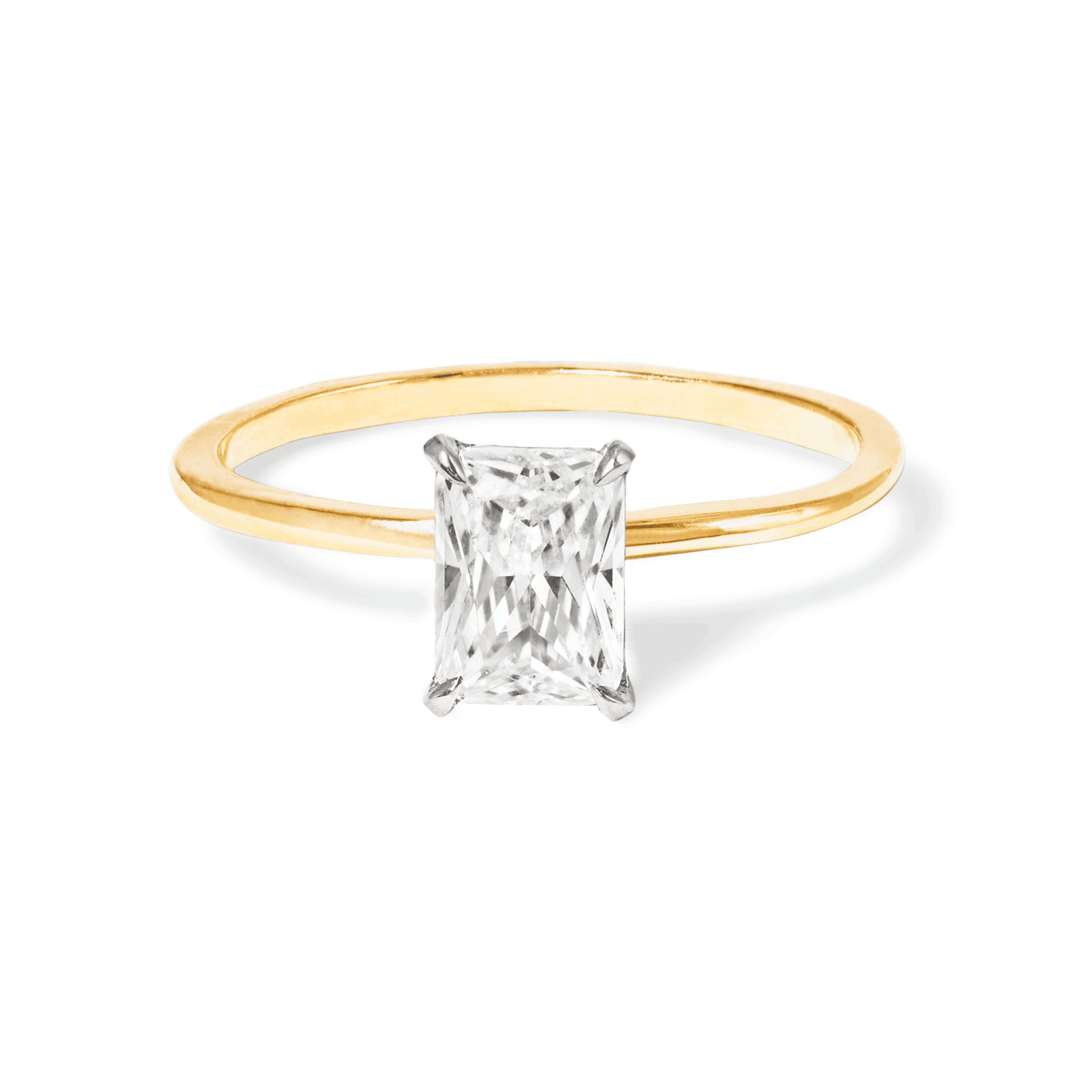 1.0 Carats Lab Grown Diamond Radiant Shape G-SI1 Solitaire Engagement Ring