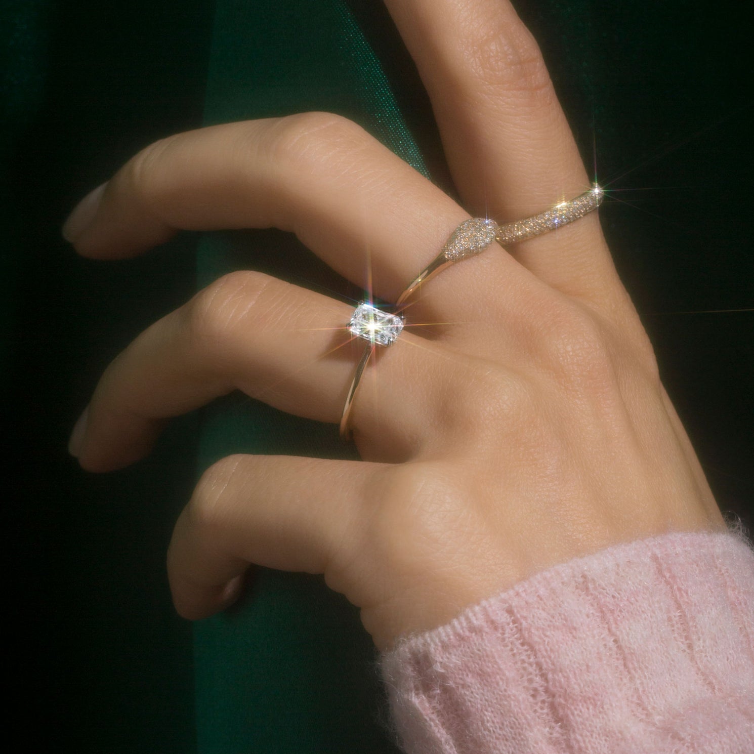 1.0 Carats Lab Grown Diamond Radiant Shape G-SI1 Solitaire Engagement Ring