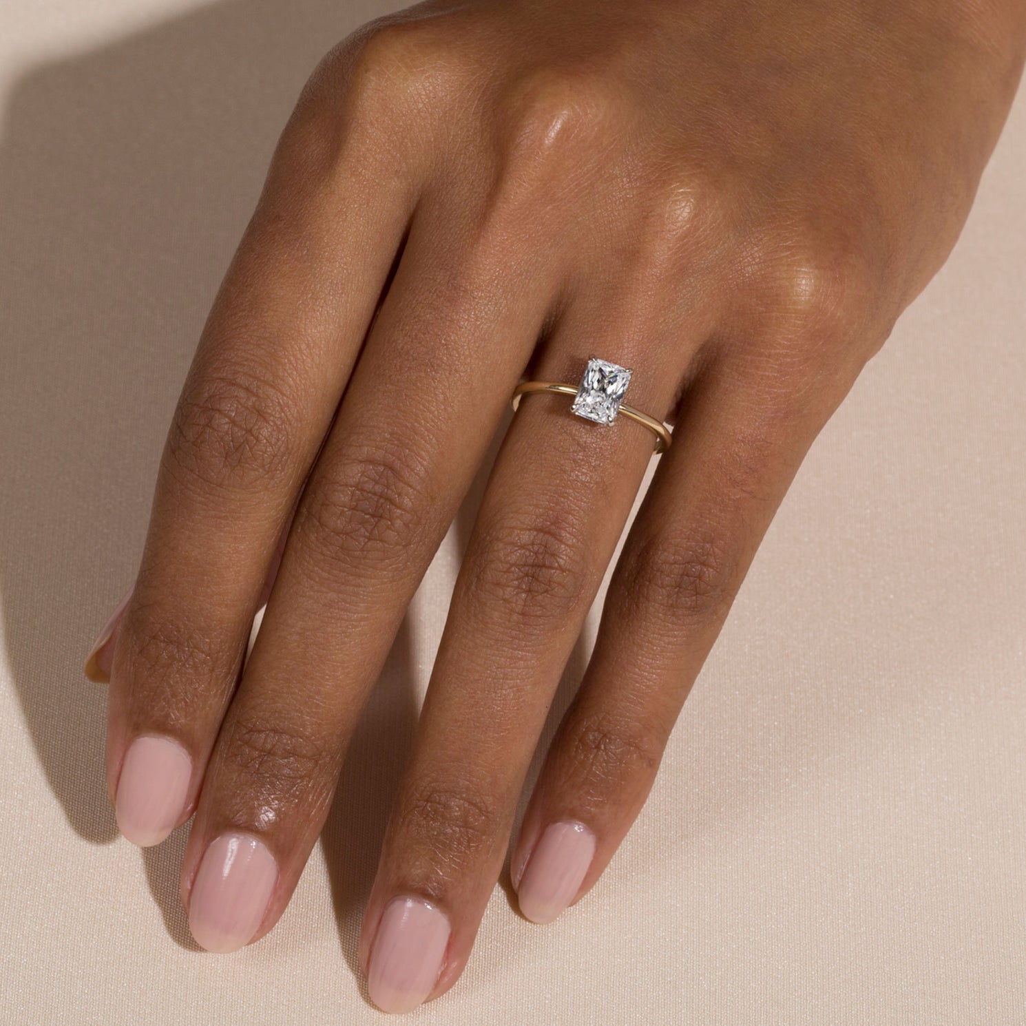1.0 Carats Lab Grown Diamond Radiant Shape G-SI1 Solitaire Engagement Ring