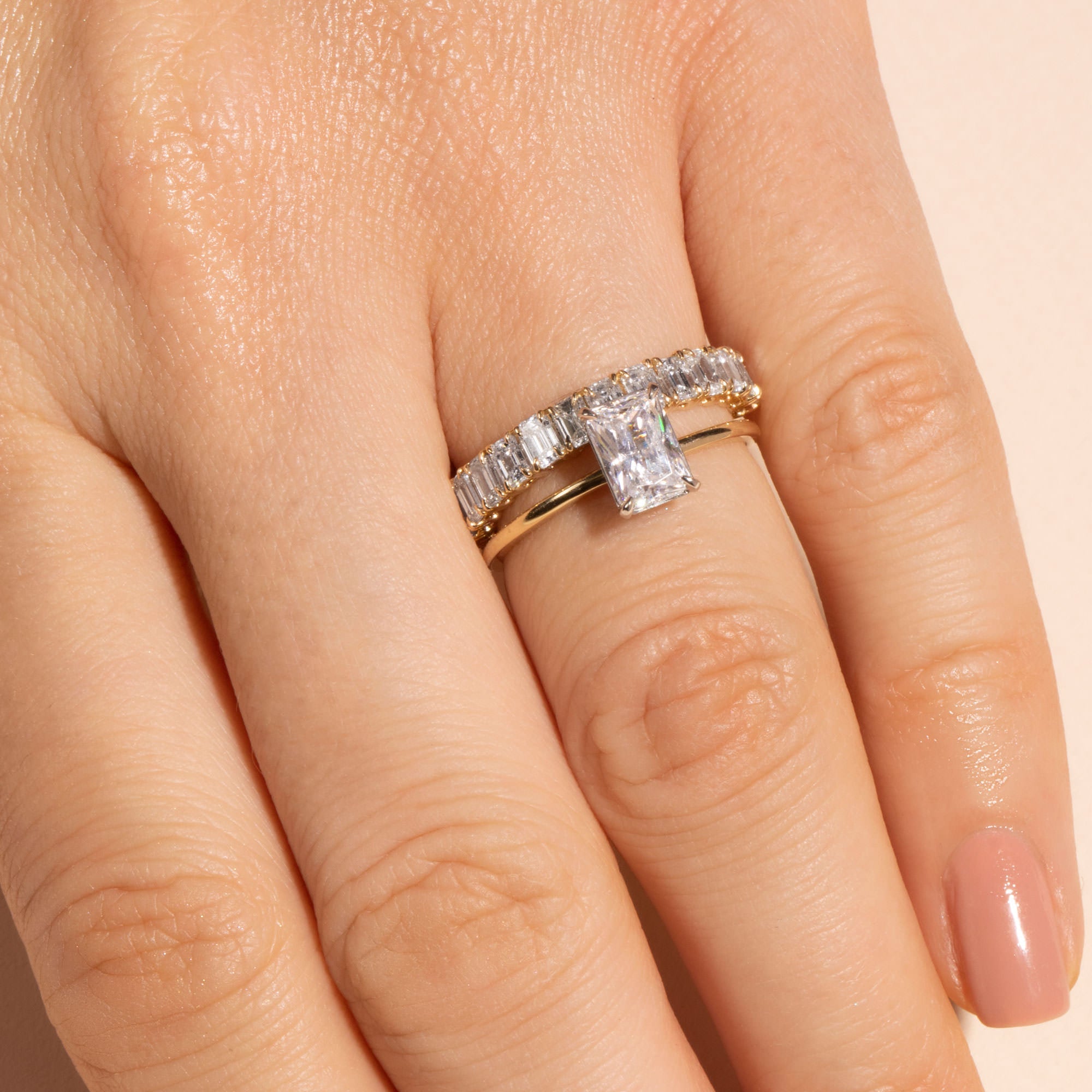 1.70 Carats Lab Grown Diamond Emerald Shape Eternity Wedding Band