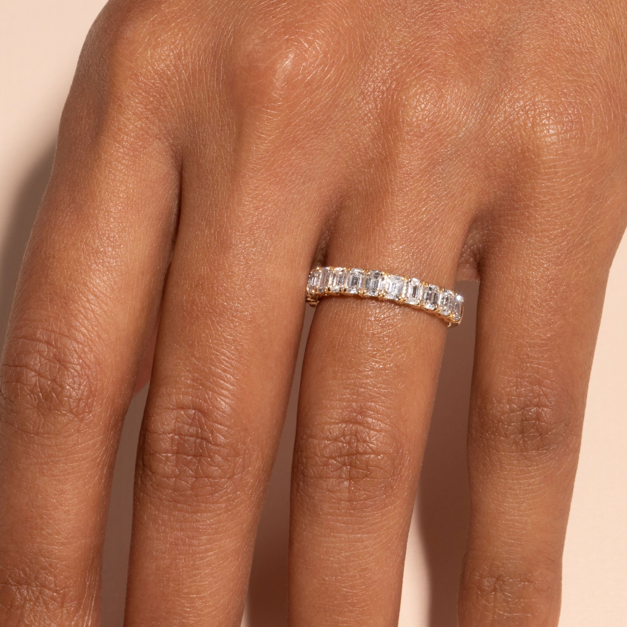1.70 Carats Lab Grown Diamond Emerald Shape Eternity Wedding Band