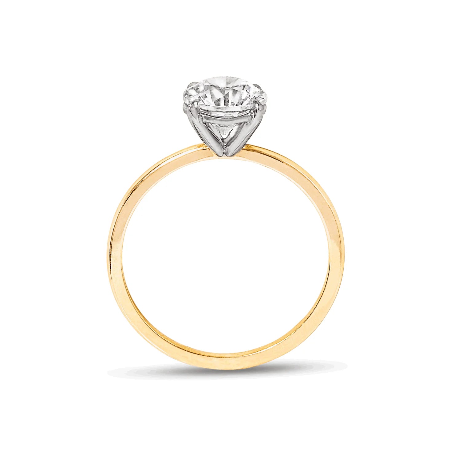 1.0 Carats Lab Grown Diamond Round Shape G-SI1 Solitaire Two Tone Engagement Ring