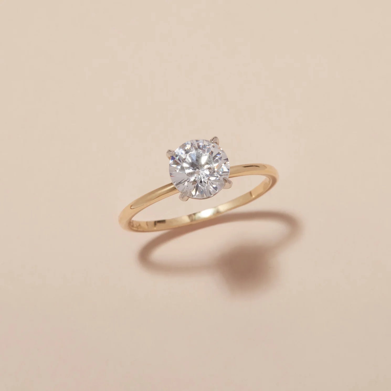1.0 Carats Lab Grown Diamond Round Shape G-SI1 Solitaire Two Tone Engagement Ring