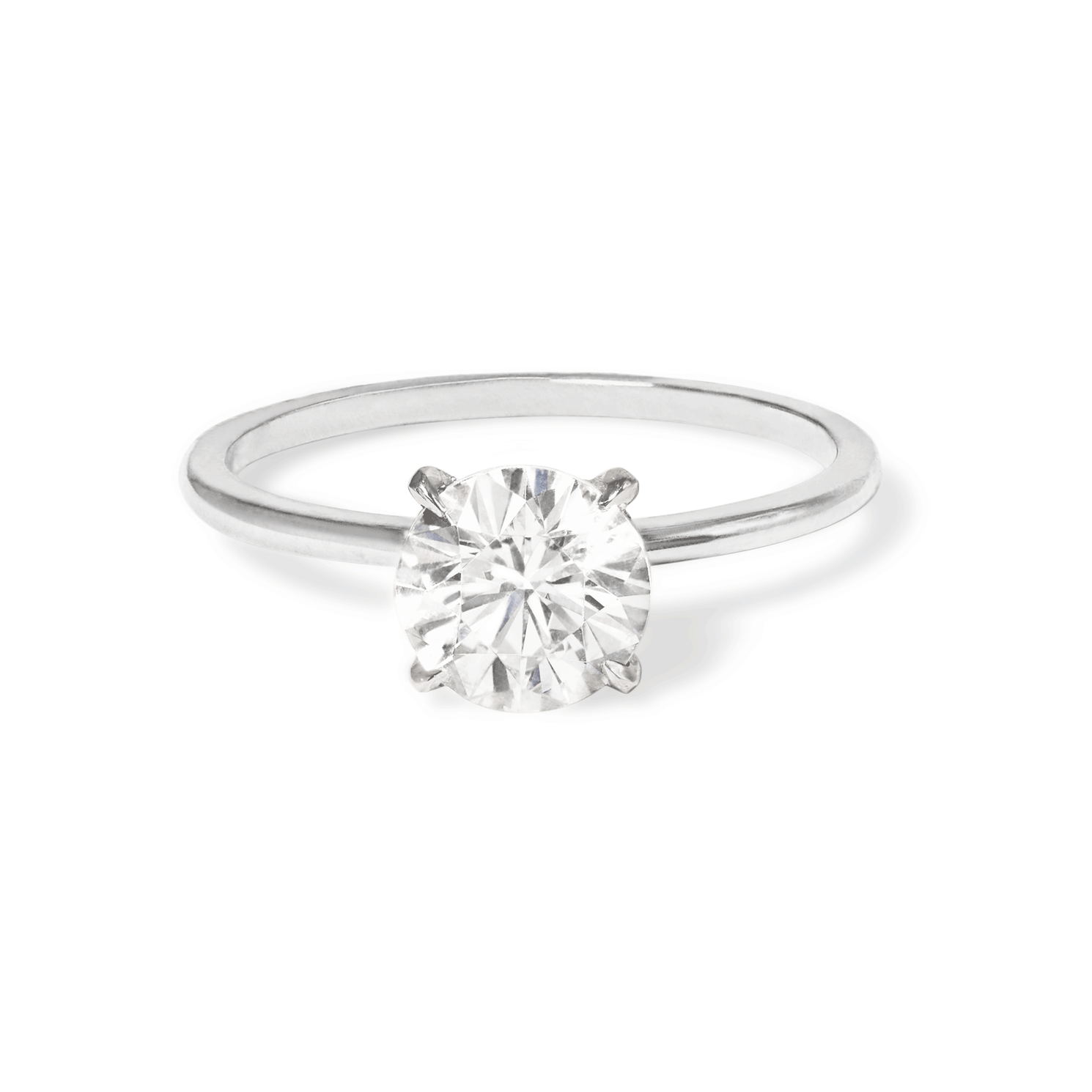 1.0 Carats Lab Grown Diamond Round Shape G-SI1 Solitaire Engagement Ring