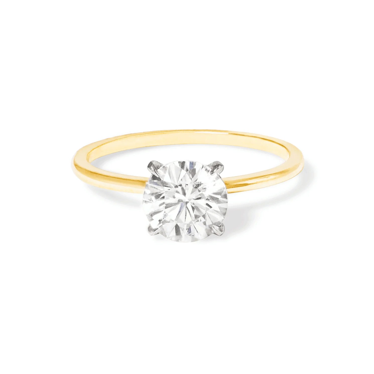 1.0 Carats Lab Grown Diamond Round Shape G-SI1 Solitaire Two Tone Engagement Ring