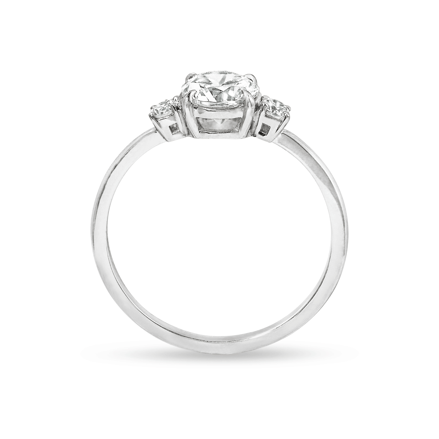 0.90 Carats Lab Grown Diamond Round Shape G-SI1 Three Stones Engagement Ring