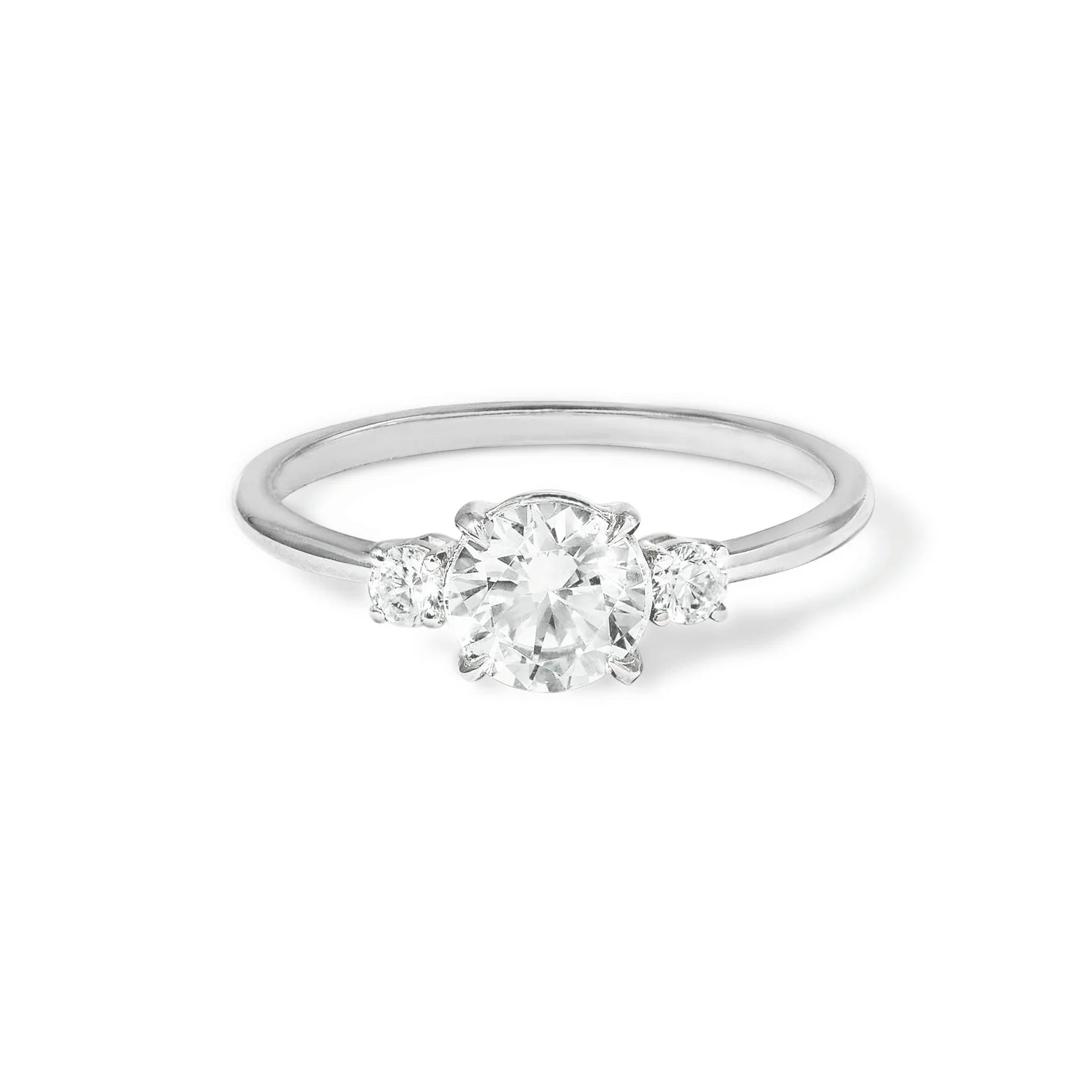 1.40 Carats Lab Grown Diamond Round Shape G-SI1 Three Stones Engagement Ring