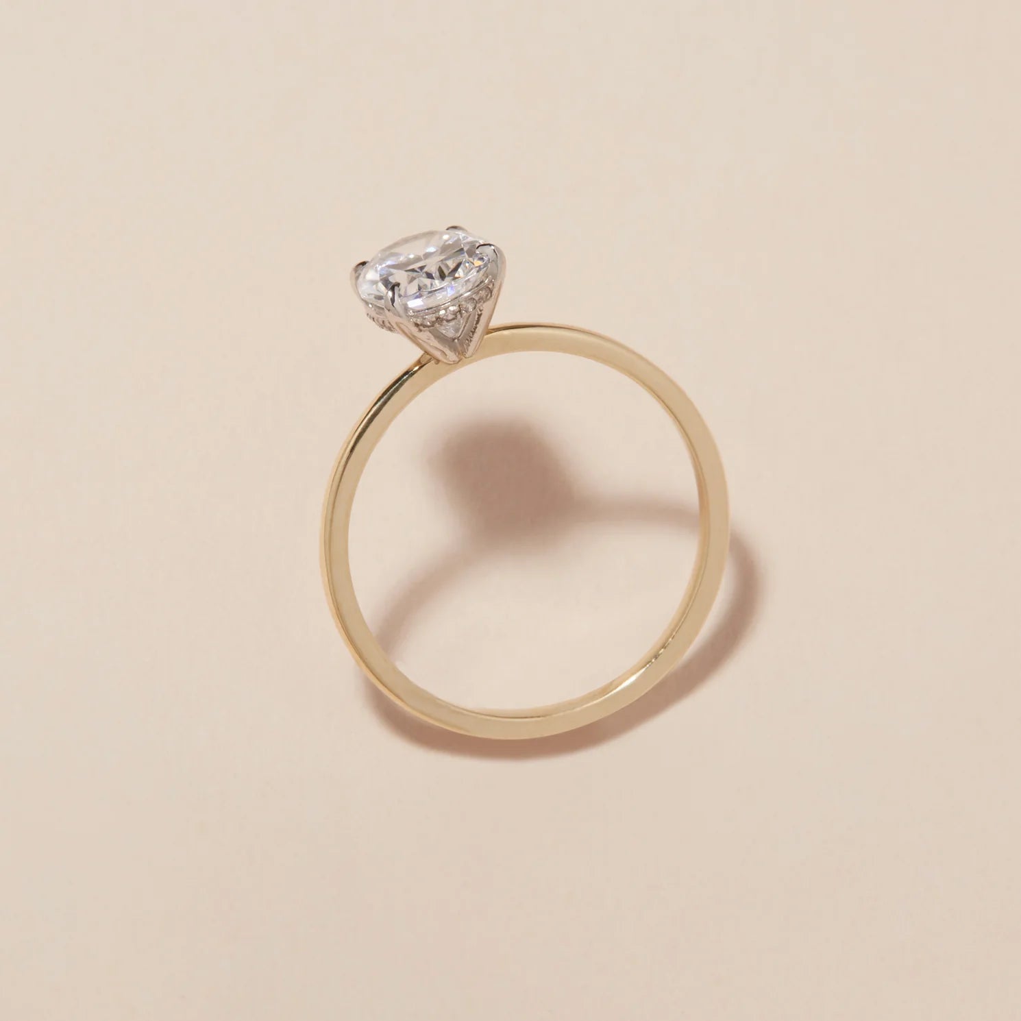 1.0 Carats Lab Grown Diamond Oval Shape G-SI1 Solitaire Two Tone Engagement Ring