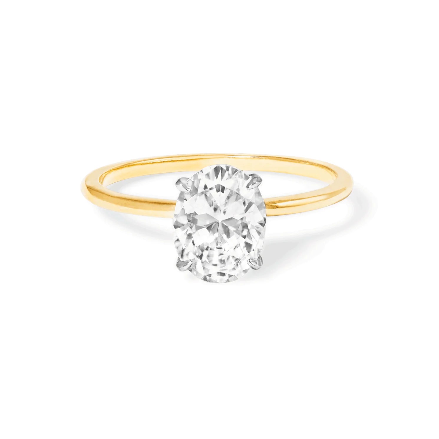 1.0 Carats Lab Grown Diamond Oval Shape G-SI1 Solitaire Two Tone Engagement Ring