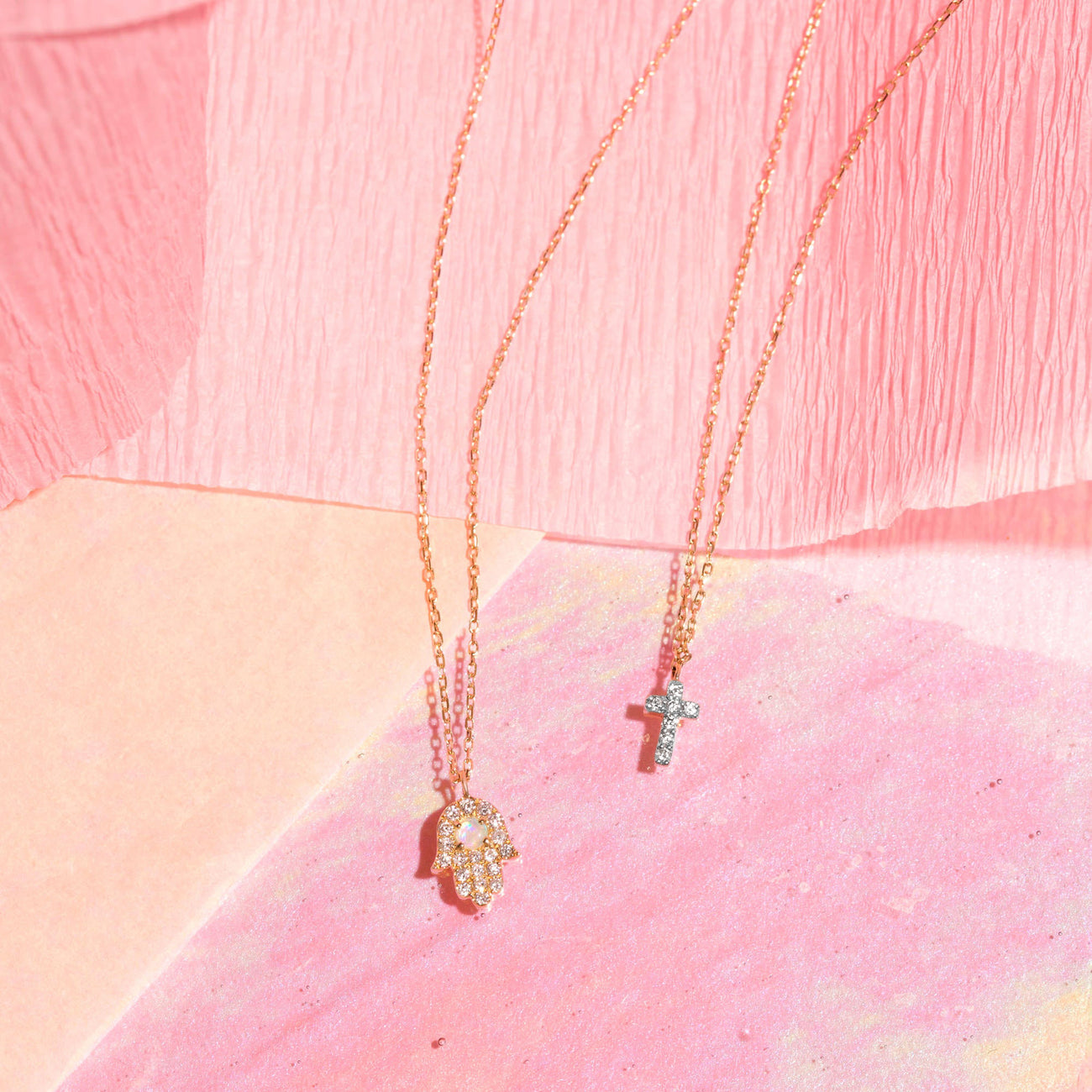 0.30 Carats Round Shape Moissanite Tiny Cross Necklace