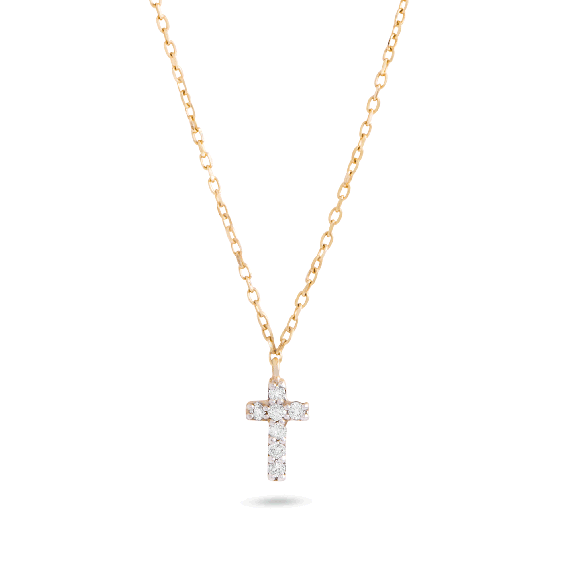 0.30 Carats Round Shape Moissanite Tiny Cross Necklace