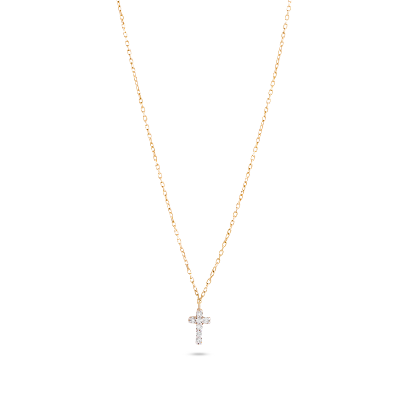 0.30 Carats Round Shape Moissanite Tiny Cross Necklace
