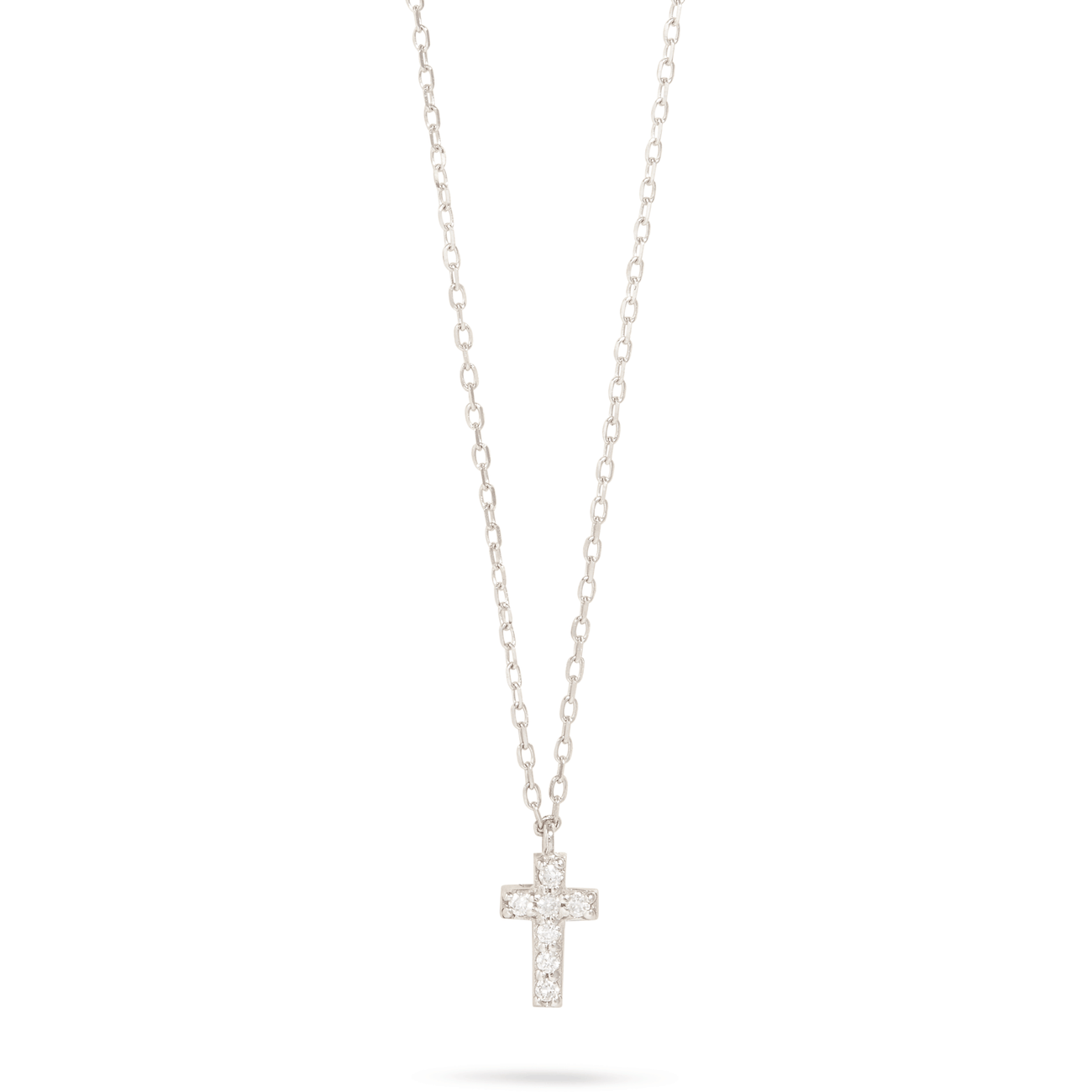 0.30 Carats Round Shape Moissanite Tiny Cross Necklace
