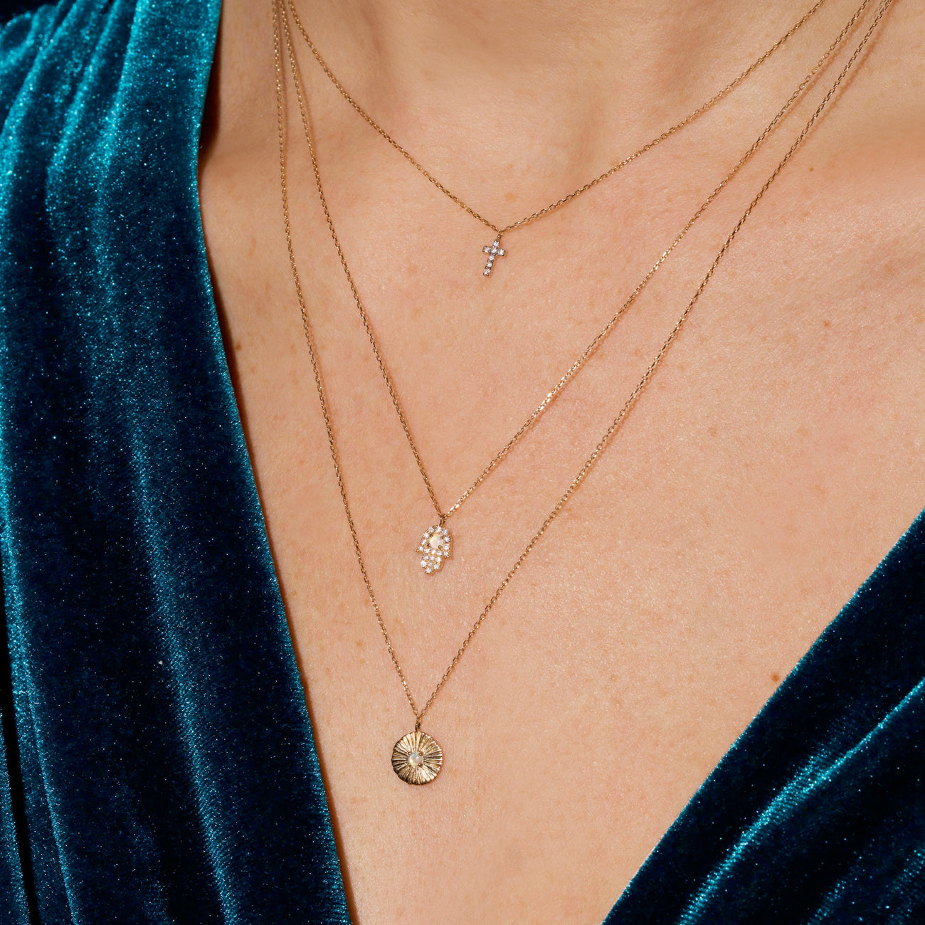 0.30 Carats Round Shape Moissanite Tiny Cross Necklace